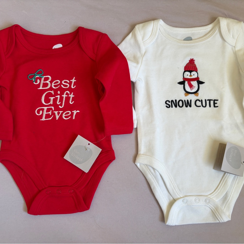 The Littlest Baby Winter Onesies - Sizes 0-3mo and 3-6mo
